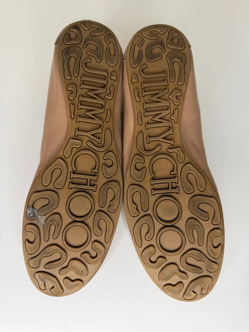 Jimmy Choo London Nude Beige Bow Ballet Flat Women’s Size 40 US 9 Made in Spain